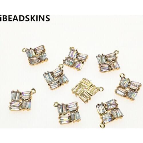 New arrival! 20x17mm 50pcs Copper/Cubic Zirconia Square shape charm for Hand Made Earrings DIY parts,Jewelry Finding & Component