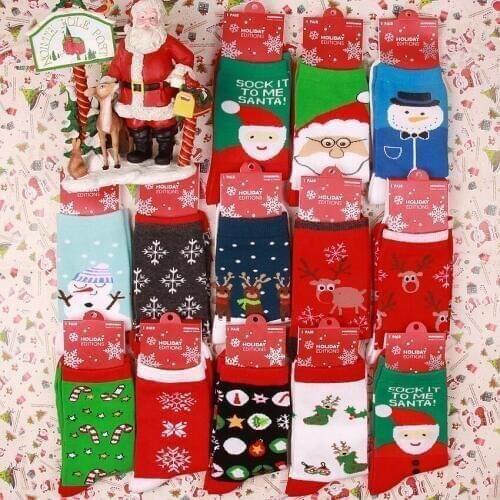 New Old Man Elk Snowman Pure Cotton Womens Socks Wholesale Tube New Year Christmas Stock Gift Mix Colors 5pair/lot