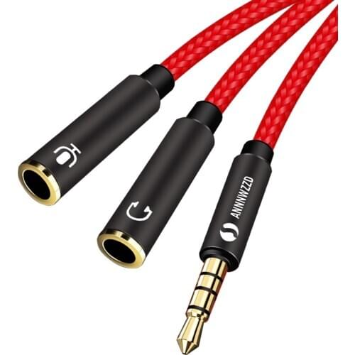 3.5mm Audio Splitter Earphone Extension Cable Jack 3.5mm 1 Male to 2 Female Mic Y Splitter AUX Cable Headset Splitter Adapter