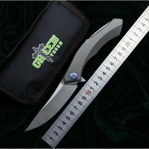 Green Thorn Poluchetkiy Folding Knife Titanium Handle D2 Blade Outdoor Hunting Camping Survival Fruit Kitchen Pocket EDC Tools