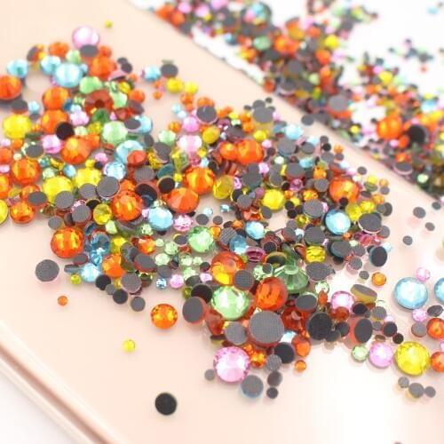 Glass Clear Hotfix Rhinestone FlatBack Iron On Strass Crystal Stones Mix SS6-SS30 Hot Fix Rhinestones For Clothes Decorations