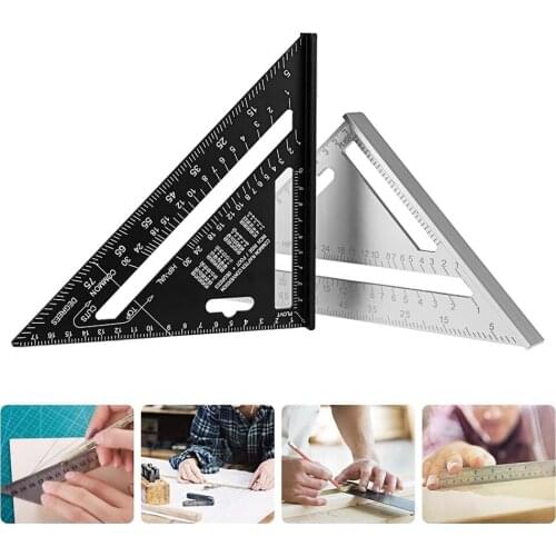 LOLO 7Inch Metric Aluminum Alloy Triangle Angle Ruler Protractor Woodworking Measurement Tool Quick Read Square Layout Gauge