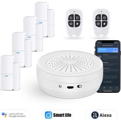 Tuya Wifi Smart Home Alarm System Wireless Burglar Security Alarm Tuya Smart Life App Control Wireless Home Alarm Kit