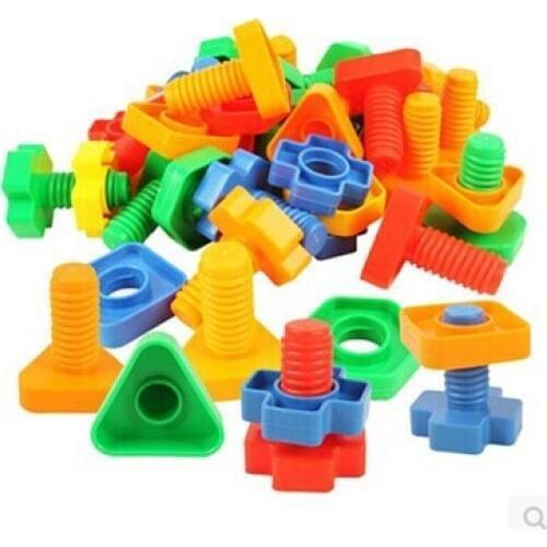 Screws Nut Pairing Plastic Assemblage Building Blocks Kindergarten Children Educational Toys 3-7 Years Old Kids 350g/bag