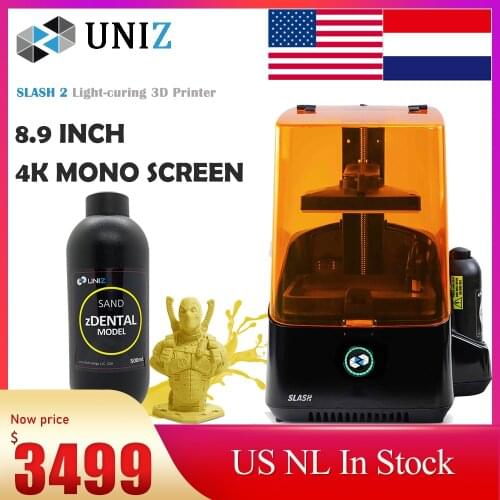 Uniz Slash2 High Precision 3D Printer Faster 3D Printing 4K Monochrome LCD Light Curing Dental Jewelry Education etc In Stock