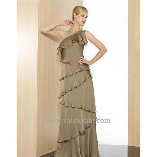 Free shipping 2016 new arrival womens vestidos de fiesta formales one shouler long dress gray elegant party evening dresses