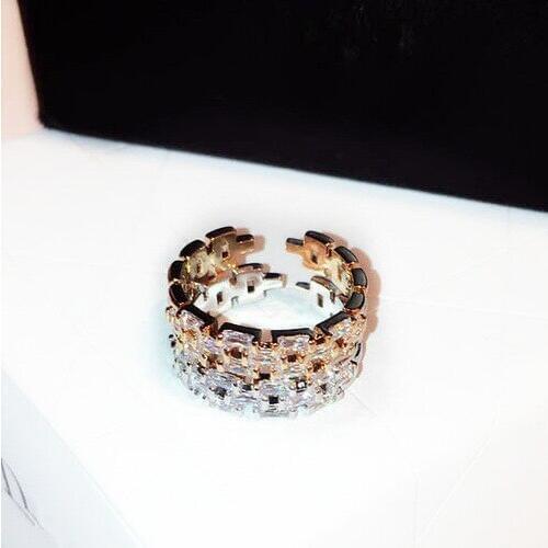 WYJZY Korean version inlaid exquisite zircon opening ring ladies fine jewelry travel dress up party decoration ring lover gift