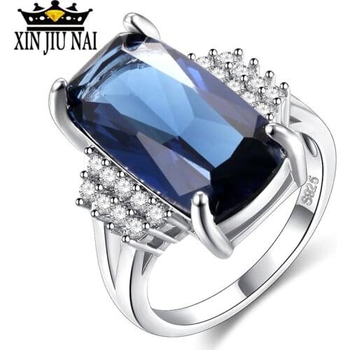 Square Princess Cut Cubic Zircon Crystal Silver Ring with 925 stamp Jewelry Engagement Bridal Wedding Party Bague Bijoux