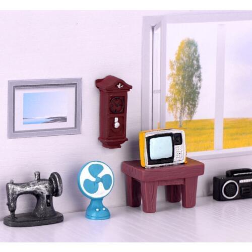 ZOCDOU 1 Piece Old Appliance TV Washing Sewing Machine Cooker Fridge Fan Little Model Statue Figurine Crafts Ornament Miniatures