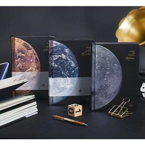 1pc Planet Pattern Series Notebook Color Illustration Line Inner Page Diary School Scrapbook Office Notepad Hardcover Stationery