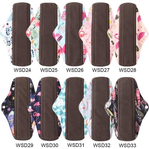 10PCS(3S+4M+3L)Reusable Bamboo Charcoal Pads Sanitary Menstrual Pads Washable Panty Liner Feminine Hygiene Maternity Cotton Pads