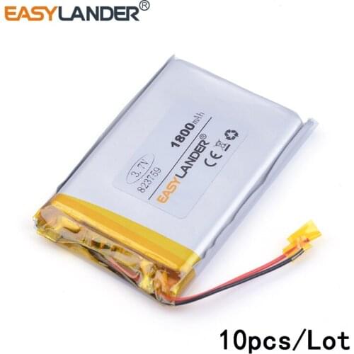 10pcs /Lot 823759 1800MAH 3.7V lithium Li ion polymer rechargeable battery mobile power equipment For E-book tablet pc PDA Tools