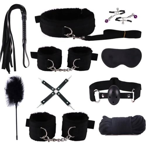 10PCS Sex Toys Kits Plush Sex Bondage Gear Set Handcuffs Sex Games Basm Sex toy For Women Adults 18 Exotic Accessories