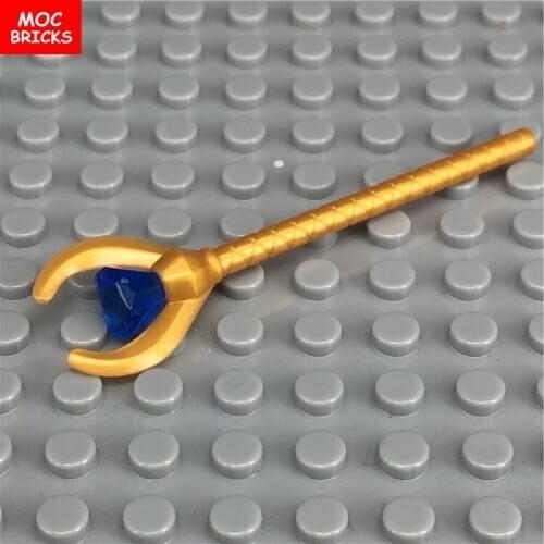 10pcs\lot MOC Utensil scepter Staff for figures 93252 Rock Jewel 30153 Different Colors building figure blocks Brick DIY toys