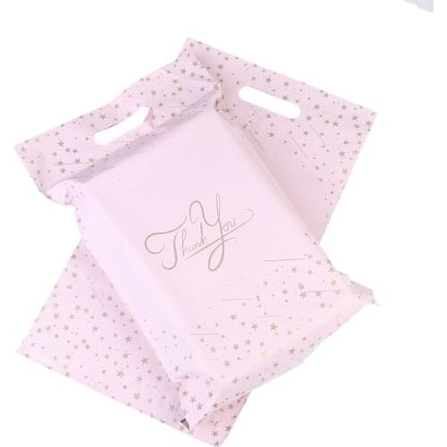 10PC Pink/Black Thank You Portable Poly Mailer Adhesive Envelopes Bags Courier Hair Bundles Party Gifts Boxes Shipping Pouches