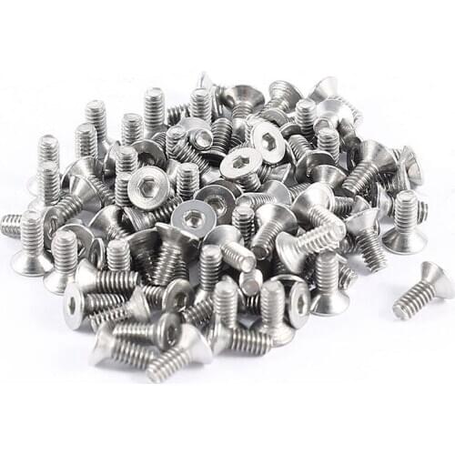 100pcs 304HC Stainless Steel Hex Countersunk Flat Bolts Screws M2x5mm