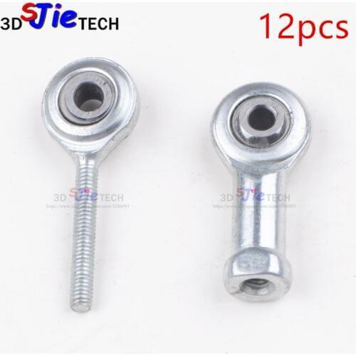 12pcs M3 M4 Thread Fisheye Bearings Rod End Bearing Aluminum SI4T/K SI3T/K Fish Eye for Delta Kossel Mini 3D printer