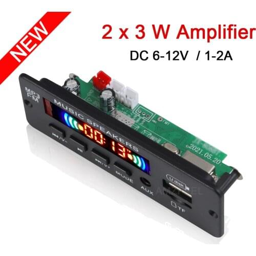 2*3W Amplifier MP3 Decoder Board 12V Wireless Bluetooth5.0 WMA FlAC Module Audio Module Support USB TF AUX FM Audio Radio Car