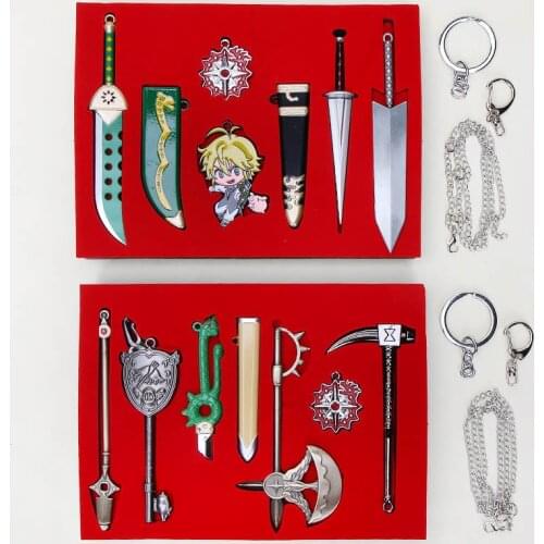 6Pcs/lot The Seven Deadly Sins Escanor Axe Keyring Japan Anime Nanatsu no Taizai Dragons Sin of Wrath Sword Keychain Pendants