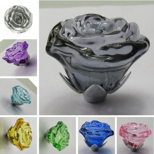 Acrylic Crystal Knobs Cupboard Drawer Pull Handle Door Knob Rose Diamond Shape Cabinet Knob Home Furniture Accessory