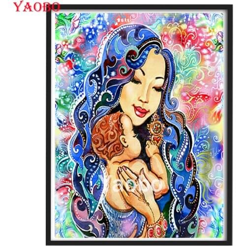 5D DIY Diamond Painting Mother Virgin and Child Wall Art Full Square Round Drill Embroidery Portrait Cross Stitch Mosaic Gift