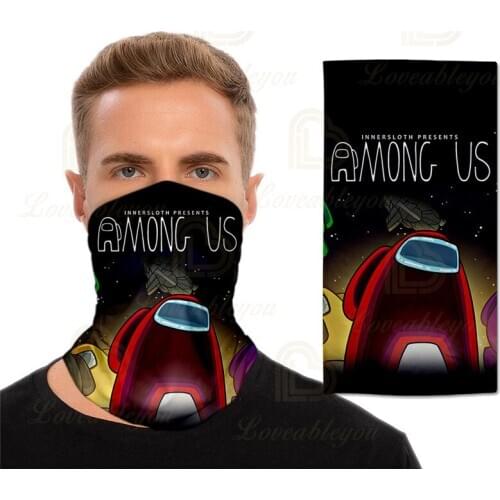 Bandana Vedio Game Printed Amogus 3D Seamless Headscarf Cycling Riding Neck Face Bandana Hiking Hunting Fishing Scarf
