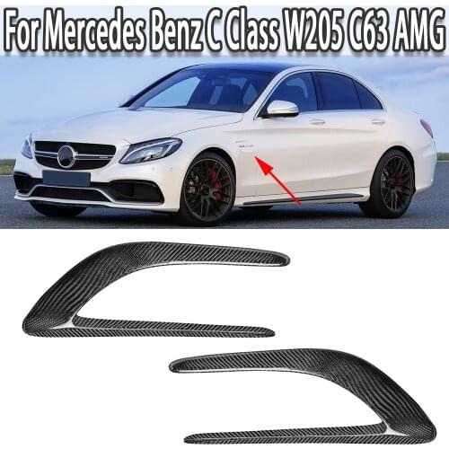 K-Car Front Fenders Decorative Trim Side Scoops Air Intake Vent Fins For Mercedes Benz C Class W205 C63 AMG Carbon Fiber Style