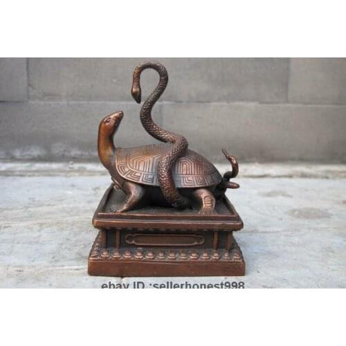 China Royal Pure Bronze Basaltic Turtle Snake God Beast Seal Stamp Signet
