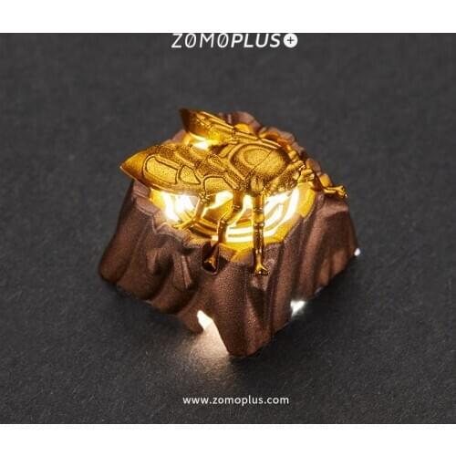 ZOMO Key cap mechanical keyboards keycap personality design,Animal modeling Golden Cicada aluminum alloy keycaps Cherry MX axis