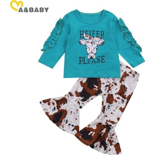 Ma&Baby 6M-5Y Autumn Spring Toddler Baby Kid Girls Clothes Set Cartoon Long Sleeve Tops Flare Pants Outfits Child Costumes