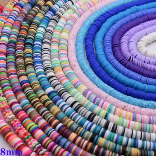 8mm Boho Round Polymer Clay Beads Chip Disk Loose Spacer Handmade Beads Fors For DIY Jewelry Making Accessories Bracelet Finding