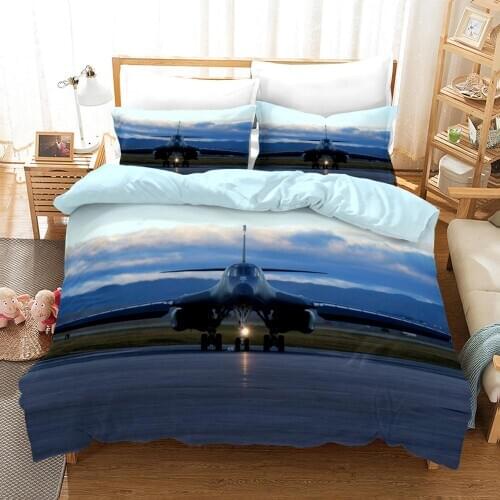 KTLRR Aviation Fighter 3D printed duvet cover set,100% microfiber Military Series Bedding Kit Men Aircraft Bedding set