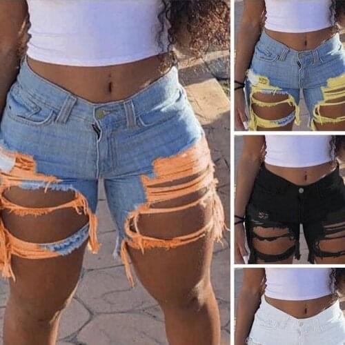 2021 Summer Fashion Woman Denim Shorts Casual Sexy Ripped Tassel Washed Jeans Outdoor Plus Size
