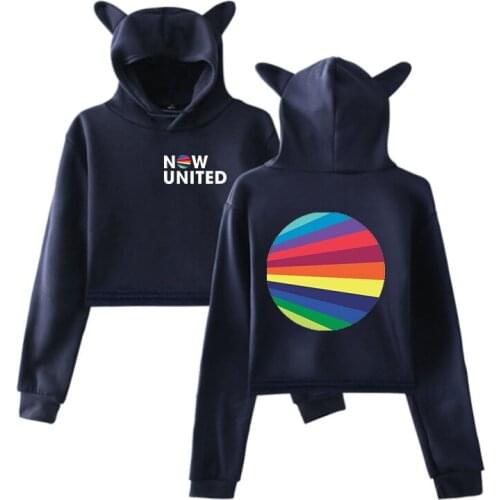 HOT Now United Hoodie Women Pullover Girl Tracksui Cat Crop Top Pink UN Team Girls Sweatshirt Now United-Better Album Cat Hoodie