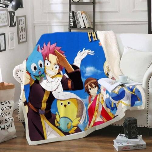 Fashion 3D Digital Printed Fairy Tail Funny Character Blanket Sherpa Blanket on Bed Home Textiles Dreamlike Style