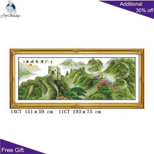 Joy Sunday Great Wall Home Decor F115 14CT 11CT Counted and Stamped Chinese Dragon Spirit in Flourishing Age Cross Stitch Kits