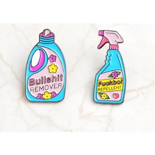 New Laundry Fluid Style Lapel Pin Brooch Washing Cleaner Lovely Badge Brooch Jeans Collar Emblem Accessories