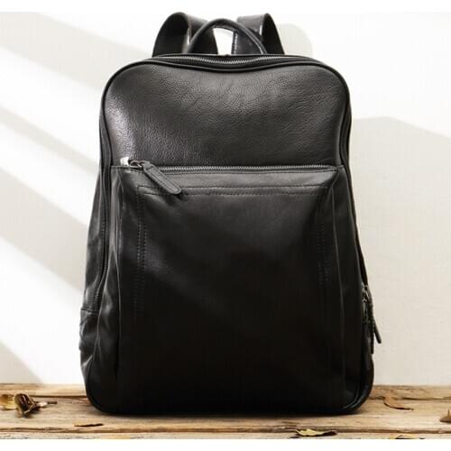 New Backpack Mens Leather Leisure Travel Bag Backpack Computer Bag Simple Trend Mens Bag Large Capacity Leather Cow Leather