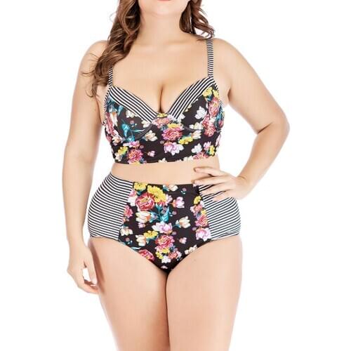 New Women Plus Size 2 Piece Set Pressure Bathing Fashion Push-Up Padded Bathing suit XL-4XL HotterКупальница 2021