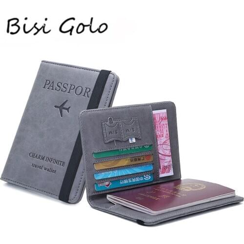 BISI GORO RFID Passport Holder Book Passport Cover Womens Wallet Thin Multifunction Card ID Case 2021 New PU Leather Travel Bag
