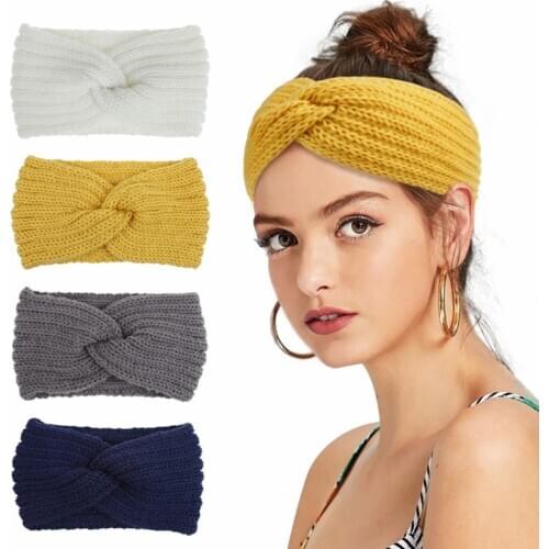 KHGDNOR Knitted Cross Hairline Fashion Warm Winter Weave Elastic Headband Women Girls Cute Braid Head Band
