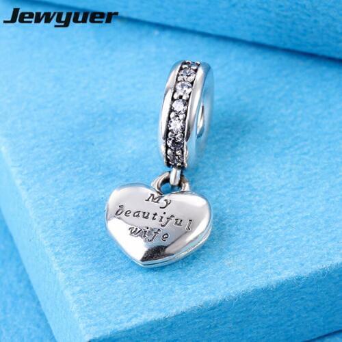 Silver love forever charms 925 sterling silver hearts pendant charm fit beads bracelets necklace DIY fine Memnon jewelry DA0652
