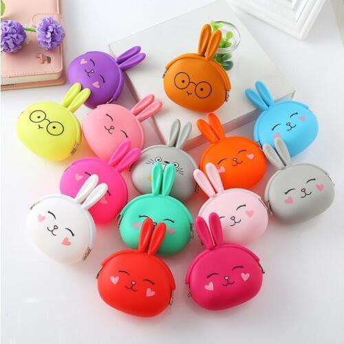 Silicone Coin Purse Cute Cartoon Rabbit Coin Purse Girls Small Wallet Mini Key Bag Children Rabbit Pouch Gift LX5060