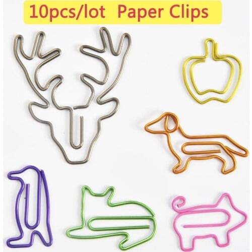 10pcs/lot Animal Style Paperclips Creative Diary Scrapbook Decoration Book Binding Storage Paper Clips Bookmark Office Supplies