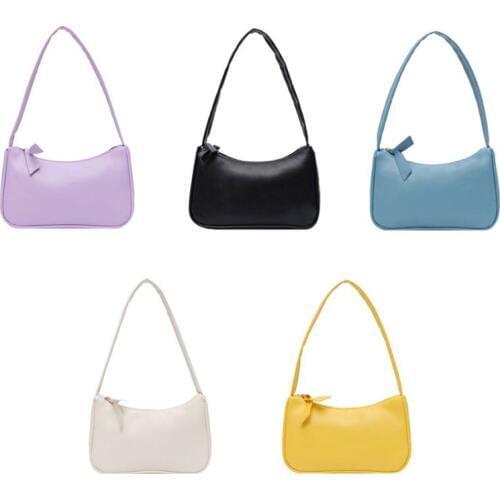 Women Girl Retro Underarm PU Leather Handbag Shoulder Bag Baguette Tote Purse Fot 2020