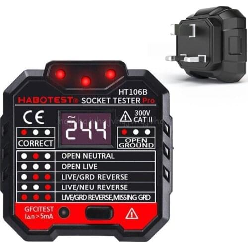 HT106 Electric Socket Tester Neutral Live Earth Wire Testing Circuit Polarity Detector Wall Plug Breaker Finder Au10 21