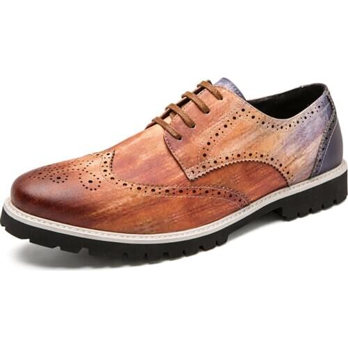 Jumpmore Brand Casual Shoes High Quality Split Leather Bullock Shoes Men Red Flat Shoes Fashion Men Loafers Size 38-46