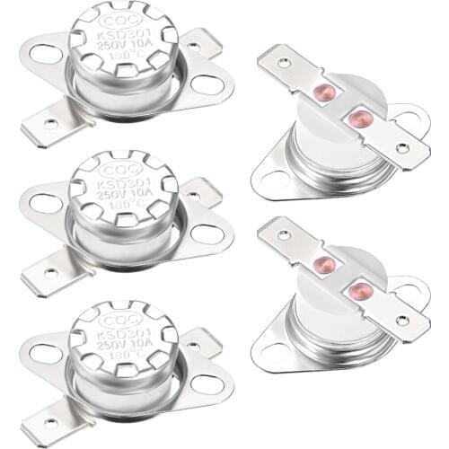 UXCELL 5Pcs Thermostat Temperature Control Switches 190/195 Celsius Degree 10A 6.3mm Pin Supplies Normally Closed N.C KSD301