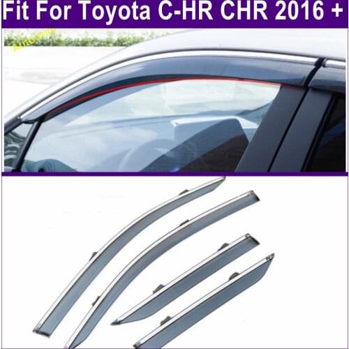 Door Window Wind Visor Moulding Awnings Shield Rain Sun Wind Guard Vent Shade Protect Cover Kit For Toyota C-HR CHR 2016 - 2021