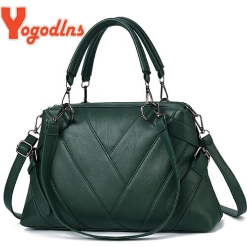 Yogodlns Luxury Patchwork Handbag Women PU Leather Handle Bag Fashion Brand Crossbody Bag Designer Large Capacity Shoulder Bag